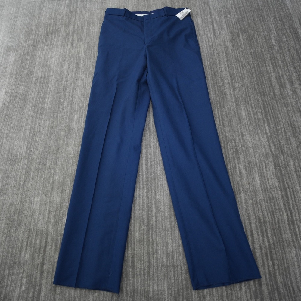 DSCP Pants Men Wool Dress Slacks Blue Solid Wool Royal Park New 34R C 34x35